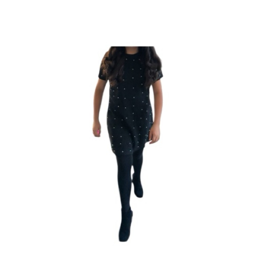 City Triangles Black Dress with Pearl Accents